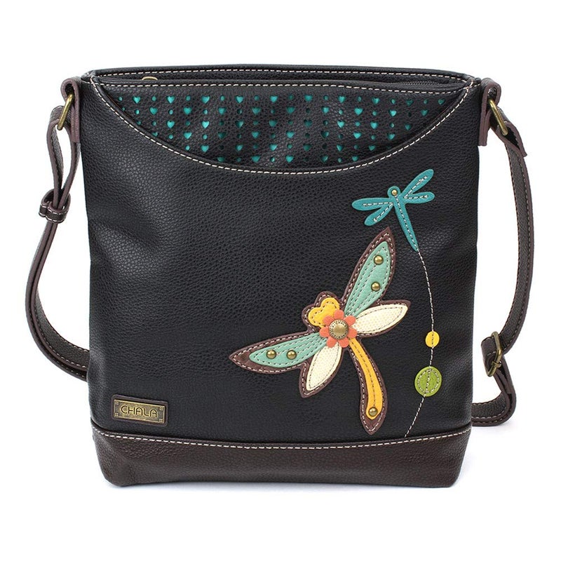 CHALA Sweet Messenger Mid Size Shoulder Purse with Adjustable Strap - Dragonfly - black - Image 1